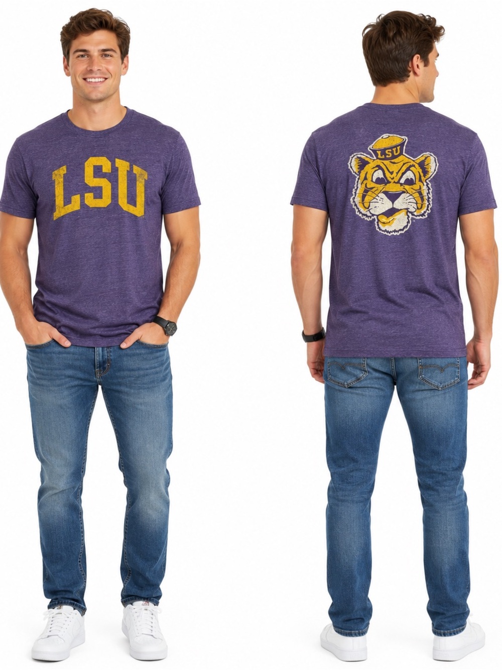LSU Heathered Purple Crewneck